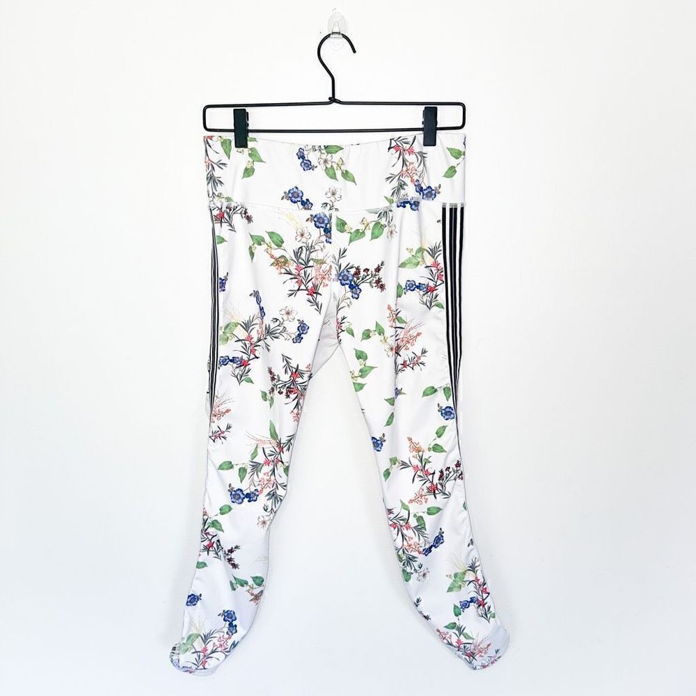 Athleta Women’s Contender White Floral Blossom Tuxedo Stripe 7/8 Length Legging